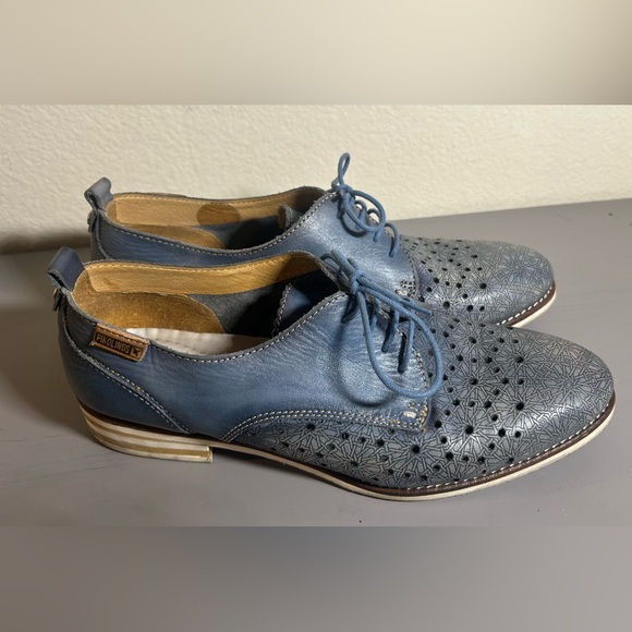 PIKOLINOS Perforated Blue Leather Oxfords - Picture 3 of 8